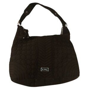 VERA BRADLEY DARK BROWN MICROFIBER QUILTED SHOULDER HANDBAG